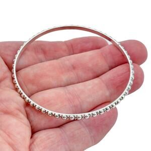 Vintage Sterling Silver 925 Beaded Bangle Bracelet 8"